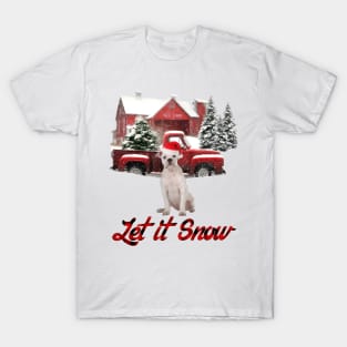 American Bulldog Let It Snow Tree Farm Red Truck Christmas T-Shirt